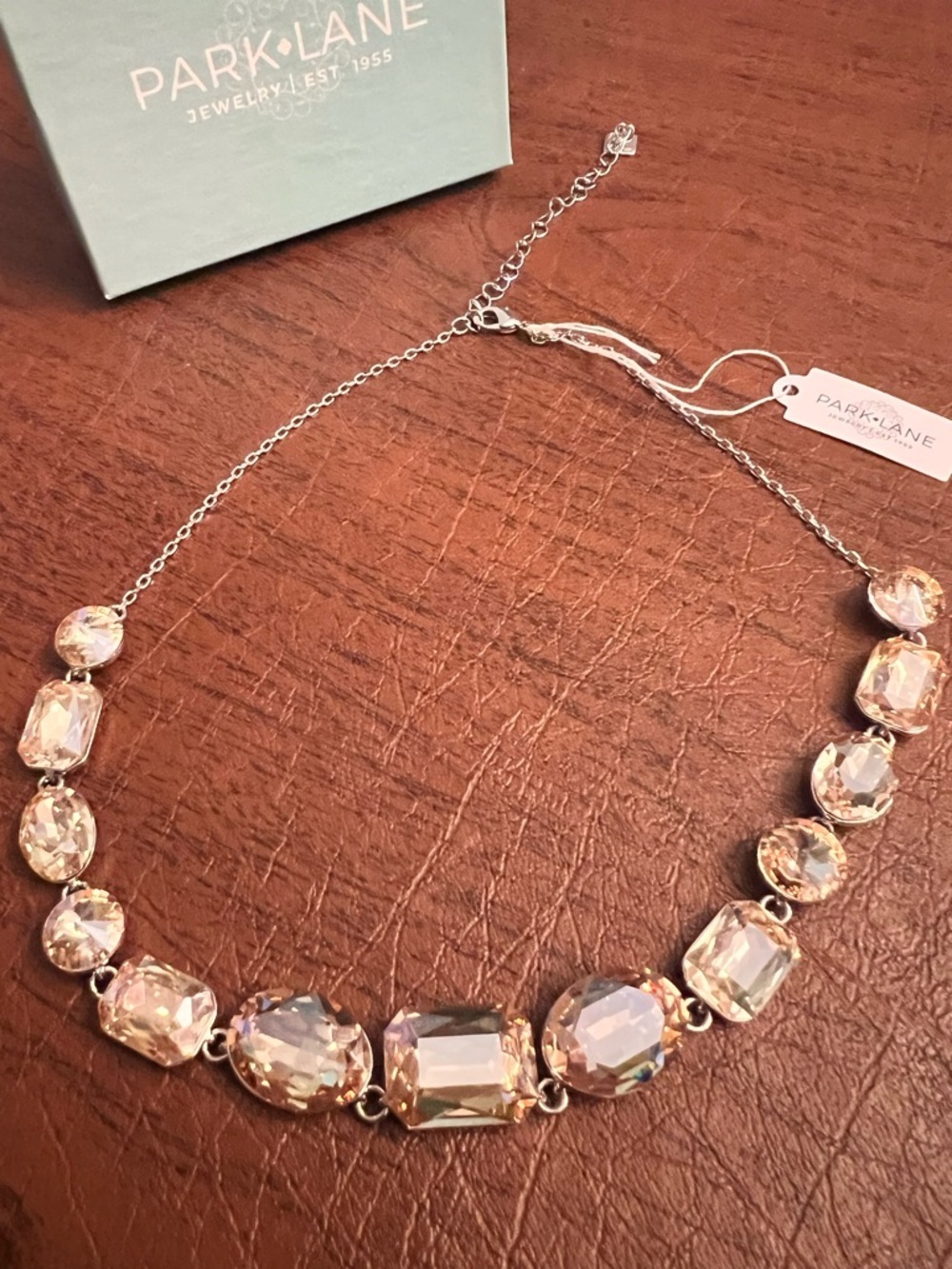 Park Lane BUBBLY Bubbly Statement Necklace, Champagne Crystals, 16”*3”, NWT - Picture 3 of 6